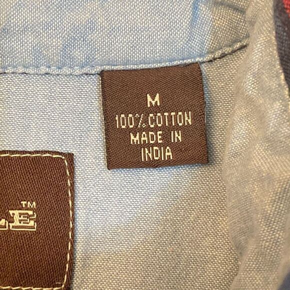 Bit & Bridle Navy Red Plaid Long Sleeve Button Up Shirt Men Size Medium - Picture 3 of 11